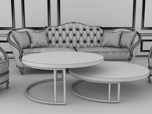 neoclassical living room tables and chairs 3D Модель