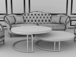 neoclassical living room tables and chairs 3D Model