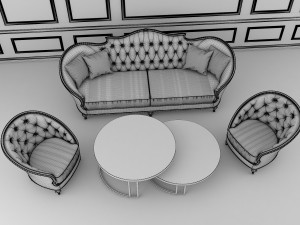 neoclassical living room tables and chairs 3D Модель
