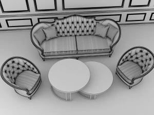 neoclassical living room tables and chairs 3D Model