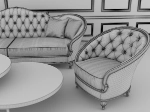 neoclassical living room tables and chairs 3D Model