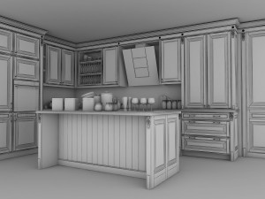 classic kitchen cabinet 3D मॉडल