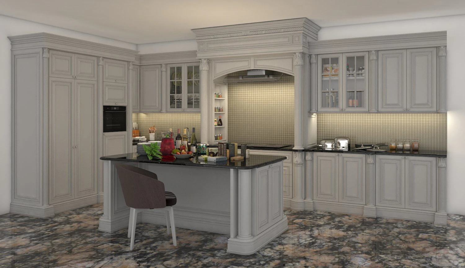 classic kitchen cabinet 2 3D Model .c4d .max .obj .3ds .fbx .stl .blend 