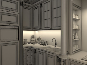 classic kitchen cabinet 2 3D Model