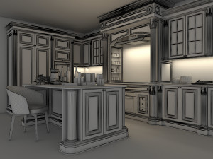 classic kitchen cabinet 2 3D Model