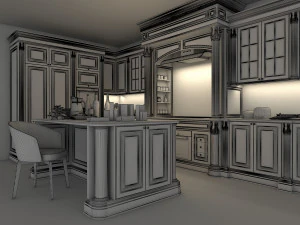 classic kitchen cabinet 2 3D Model