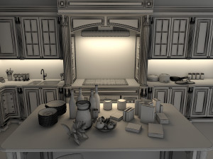 classic kitchen cabinet 2 3D Model