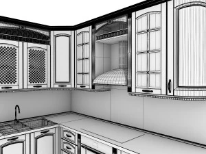 cozinha cl&aacute;ssica Modelo 3D