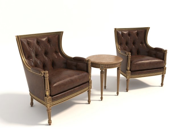 european style armchair and table Modelo 3D .c4d .max .obj .3ds .fbx .stl .blend 