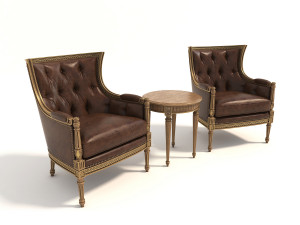 european style armchair and table 3D Model