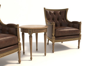 european style armchair and table Modelo 3D