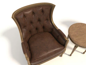 european style armchair and table 3D Model