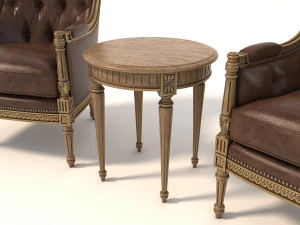european style armchair and table 3D Model