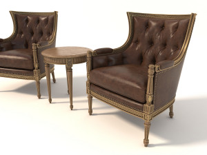european style armchair and table Modelo 3D