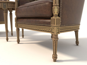 european style armchair and table Modelo 3D