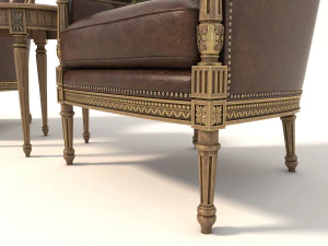 european style armchair and table 3D Model