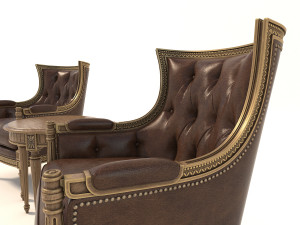 european style armchair and table Modelo 3D