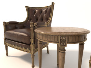 european style armchair and table Modelo 3D