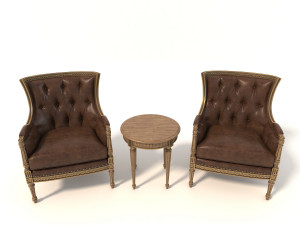 european style armchair and table Modelo 3D