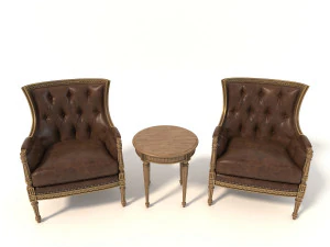 european style armchair and table 3D Model