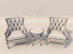 european style armchair and table Modelo 3D