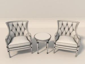 european style armchair and table 3D Model