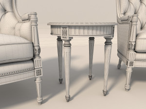 european style armchair and table Modelo 3D