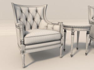 european style armchair and table Modelo 3D