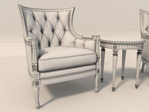 european style armchair and table 3D Model