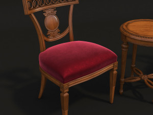 european style carving chair and table 3Dモデル