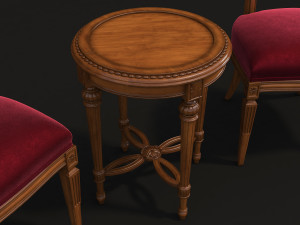 european style carving chair and table 3Dモデル