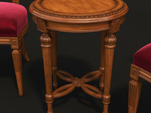 european style carving chair and table 3Dモデル