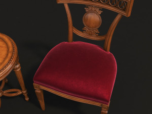 european style carving chair and table 3Dモデル