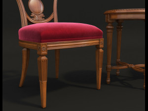 european style carving chair and table 3Dモデル