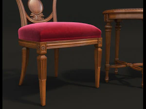 european style carving chair and table 3D Model