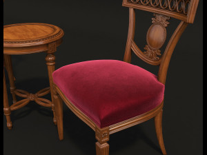 european style carving chair and table 3Dモデル