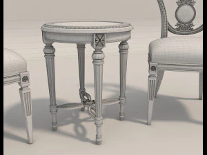 european style carving chair and table 3D Model