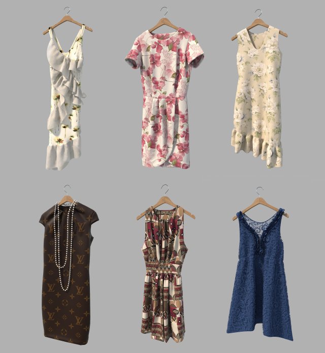 dress on hanger 5 3D Модель .c4d .max .obj .3ds .fbx .stl .blend 
