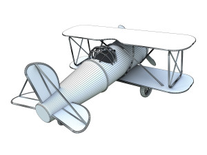 children aircraft toy made of wood Model 3D