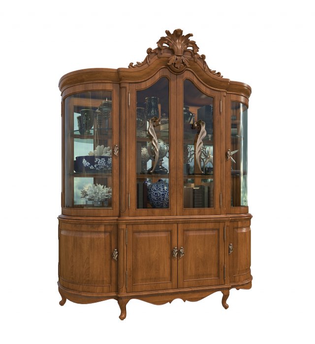 display cabinet classic style 4 3D Model .c4d .max .obj .3ds .fbx .stl .blend 