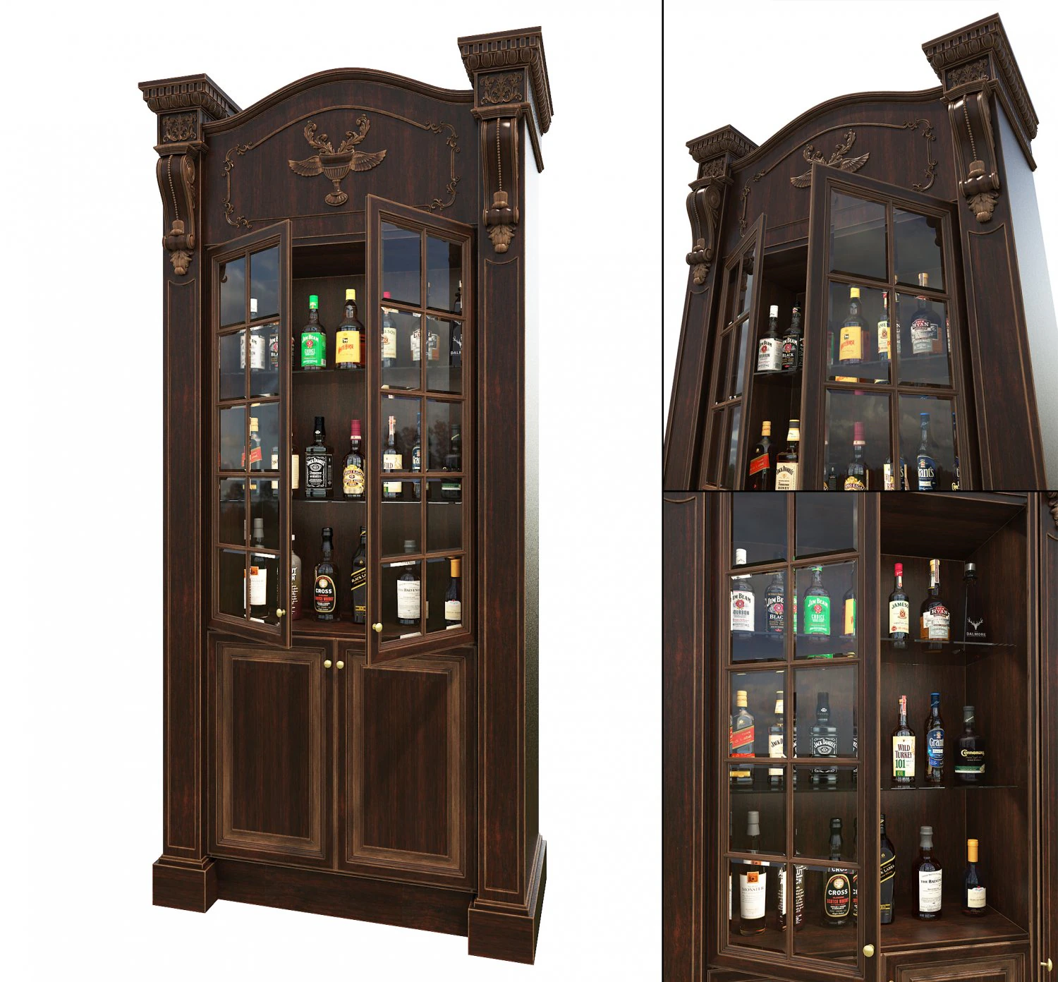 display cabinet european style 3D Model .c4d .max .obj .3ds .fbx .stl .blend