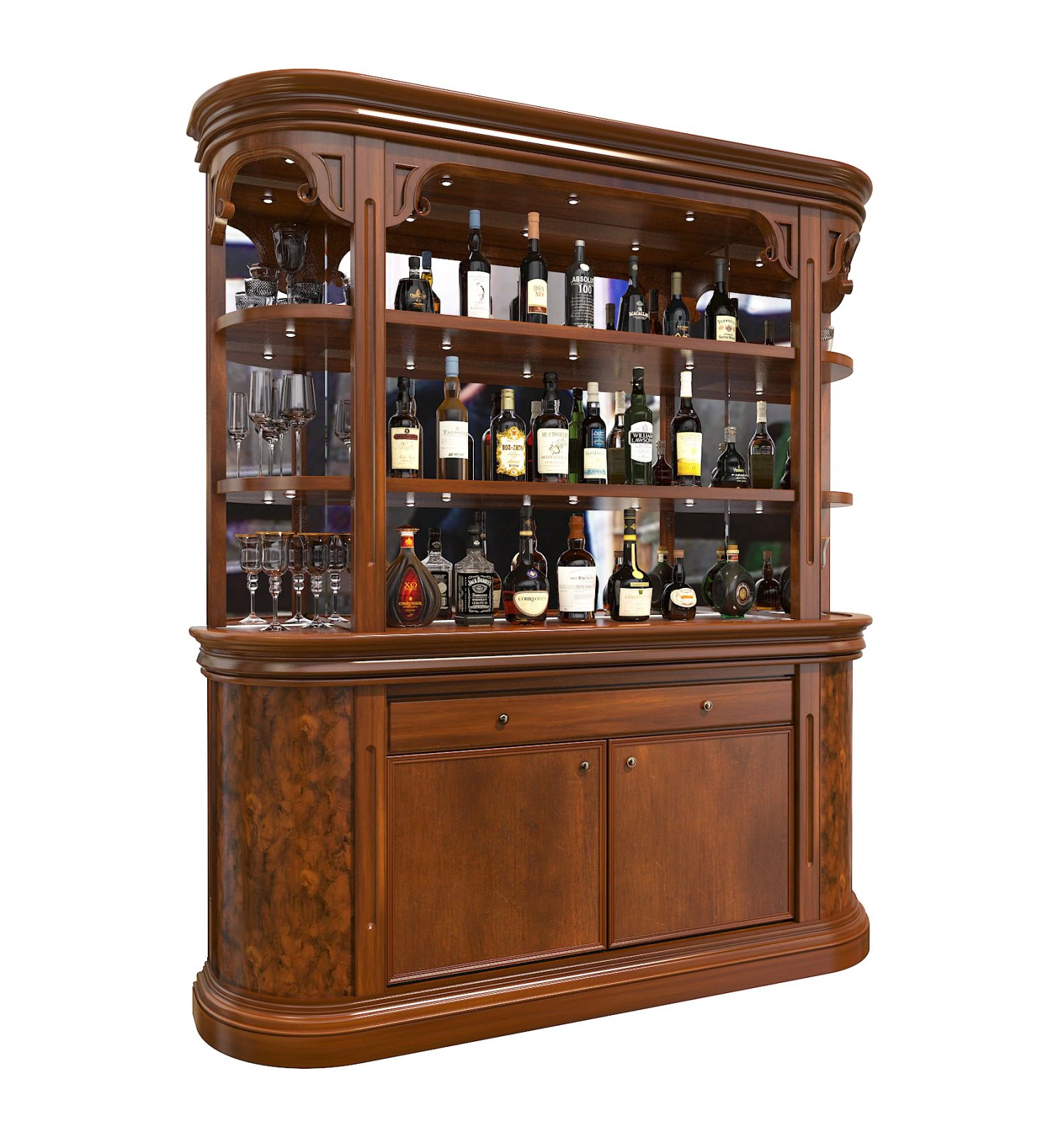 display cabinet classic style 3 3D Model .c4d .max .obj .3ds .fbx .stl .blend 