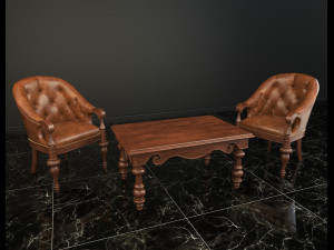 classic armchair and coffee table 3D Model