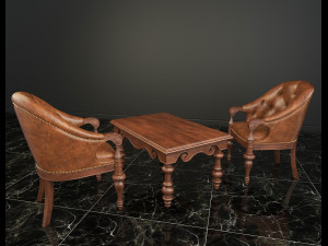 classic armchair and coffee table 3D Model