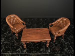 classic armchair and coffee table 3D Model