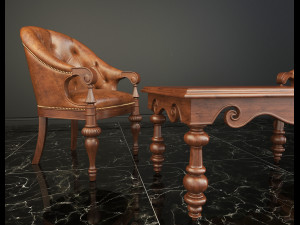 classic armchair and coffee table 3D Model