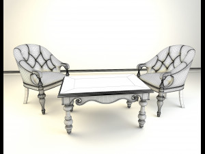 classic armchair and coffee table 3D Model