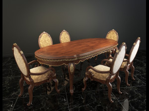 european carved dinning set 3D Model