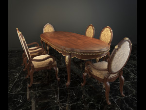 european carved dinning set 3D Model