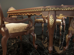 european carved dinning set 3D Model